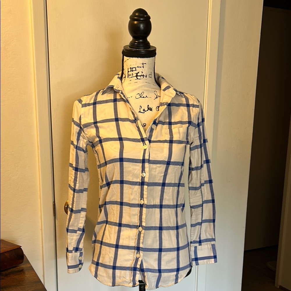 J.Crew Blue and Cream Plaid Shirt